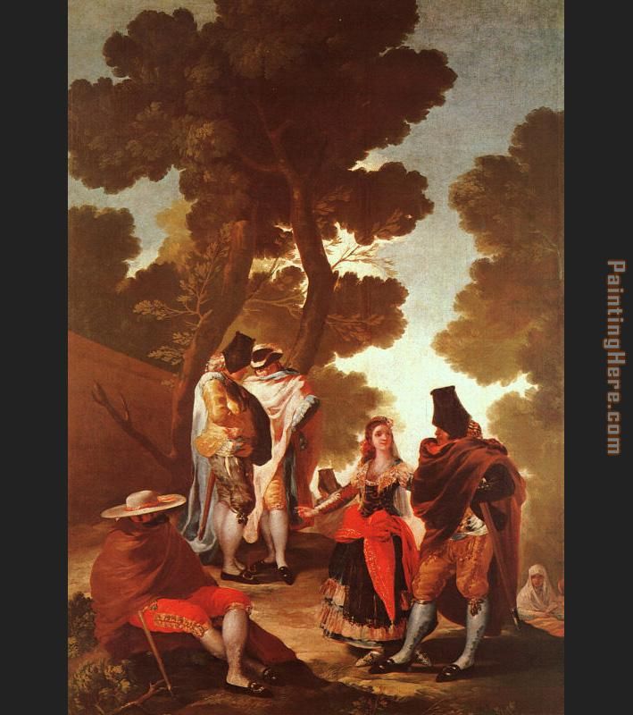 The Maja and the Masked Men painting - Francisco de Goya The Maja and the Masked Men art painting